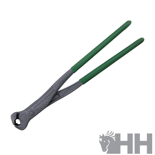 Alicate de corte com cabo verde e corpo metálico cinzento