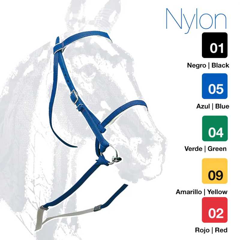 Cabresto de nylon para cavalo azul com tabela de cores e números