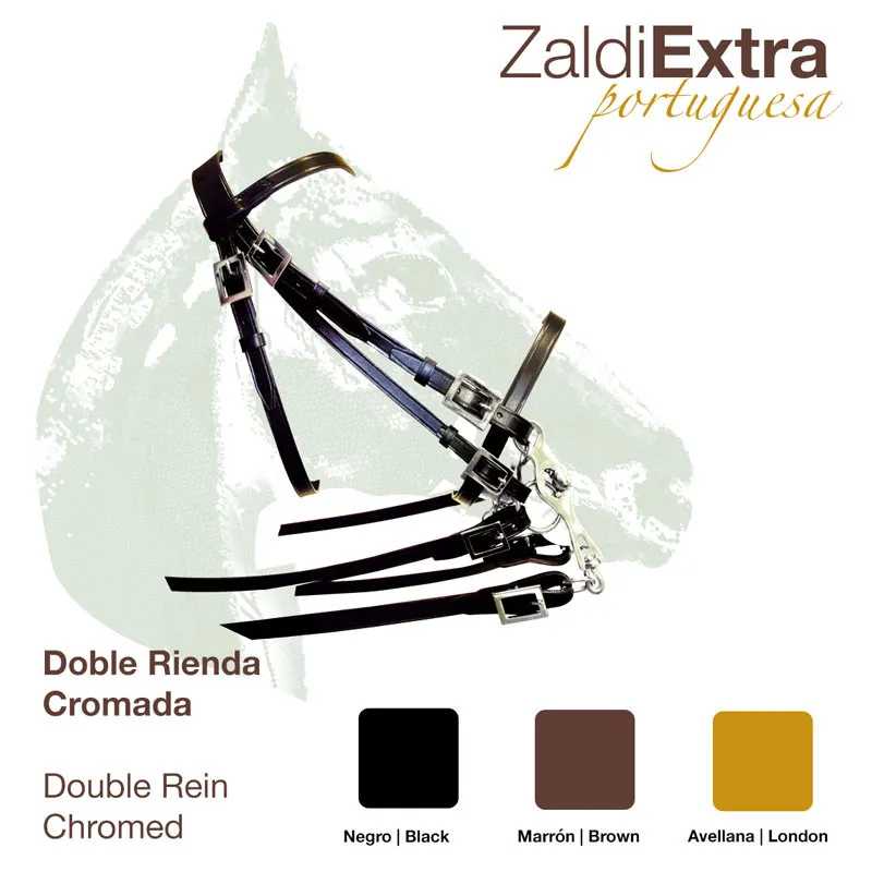 Cabresto para cavalo cromado em três cores com nome e marca Zaldi Extra portuguesa