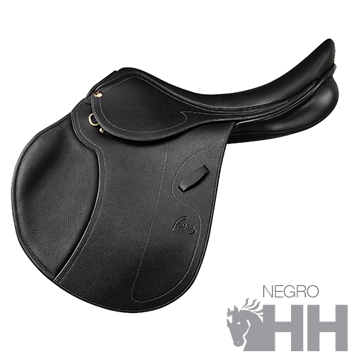 Sela de equitação preta em material sintético