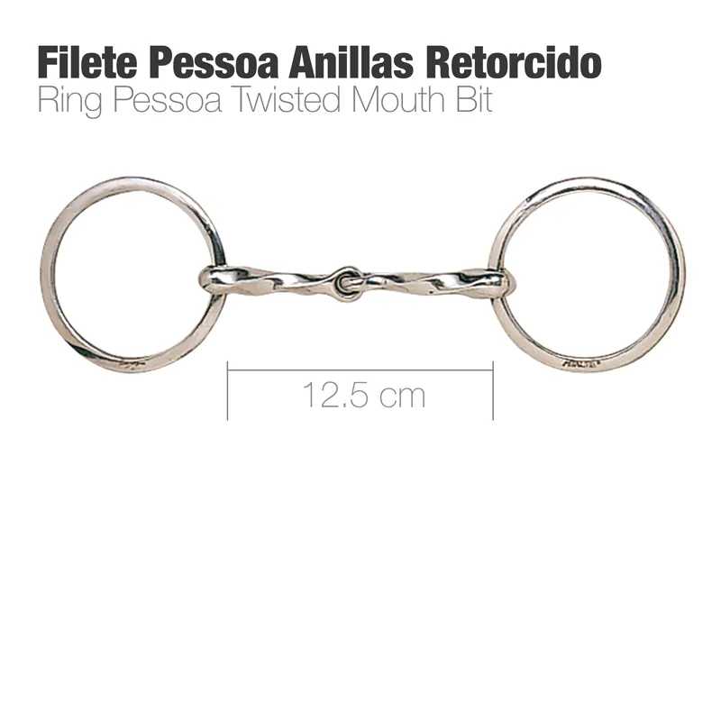 Bocado de boca com anilhas retorcidas em metal prateado, 12,5 cm