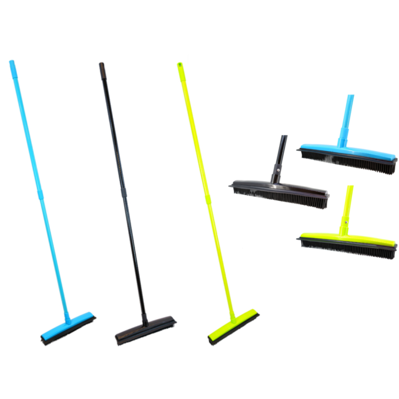 Esfregonas coloridas azul, preto e amarelo fluorescente com cabo longo