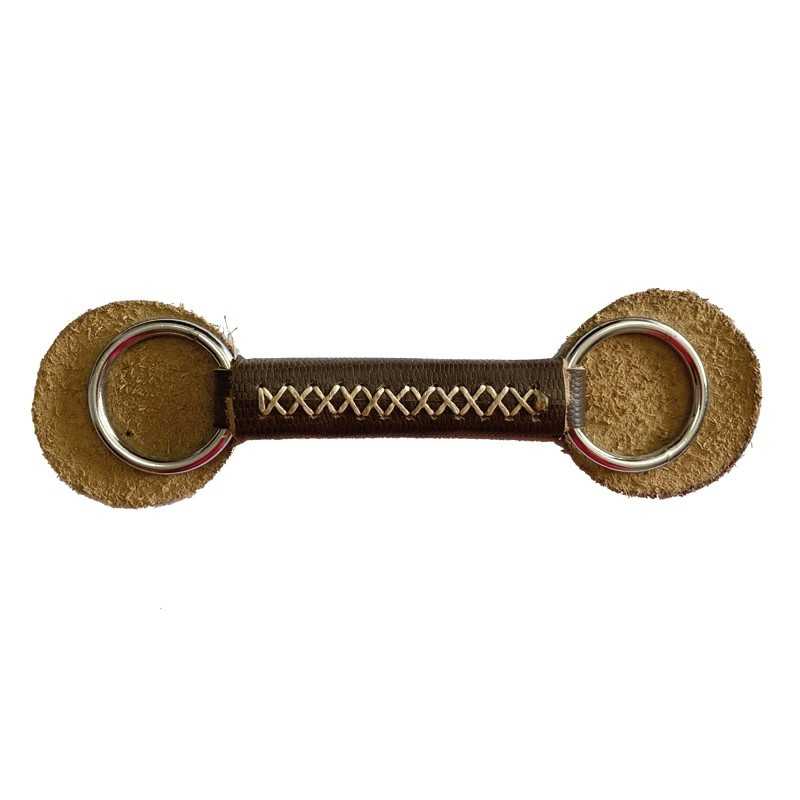 Brinquedo para cães castanho com franjas e argolas metálicas