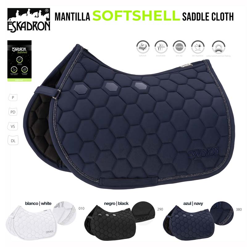 Manta de sela ESKADRON SOFTSHELL acolchoada hexagonal azul-marinho com variantes em branco e preto