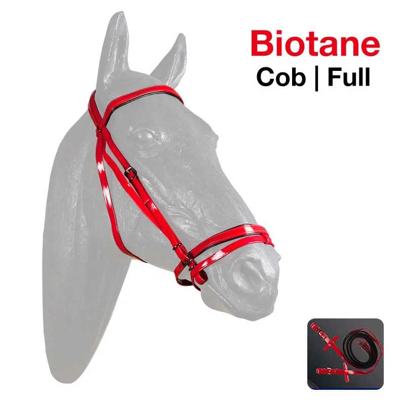Cabresto vermelho para cavalo Biotane Cob | Full com reflectores brancos