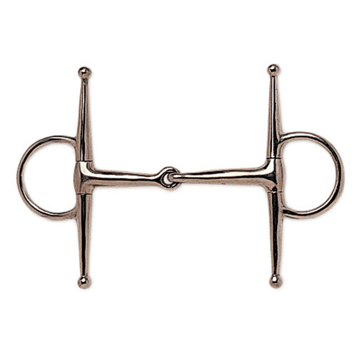 Freio metálico prateado para cavalo com anéis redondos