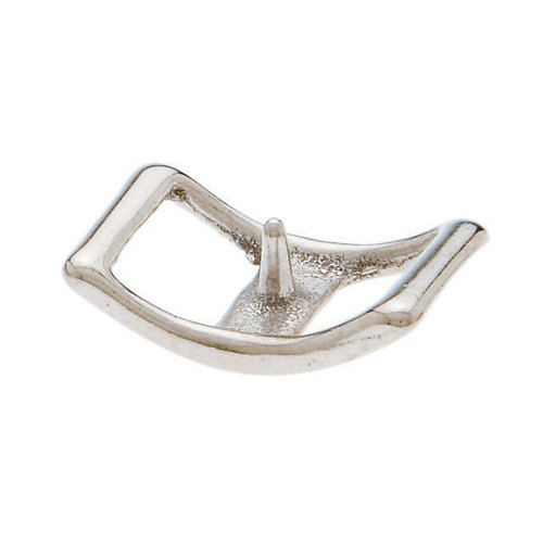 Fivela metálica prateada com pino central