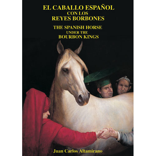 Capa de livro com um cavalo branco e pessoas vestidas com roupas históricas