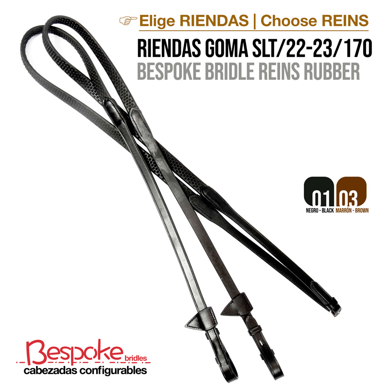 Reis de embocadura de borracha preta e marrom com texto explicativo