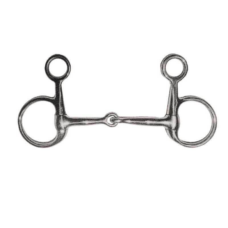 Freio de cavalo metálico com anéis e elo articulado