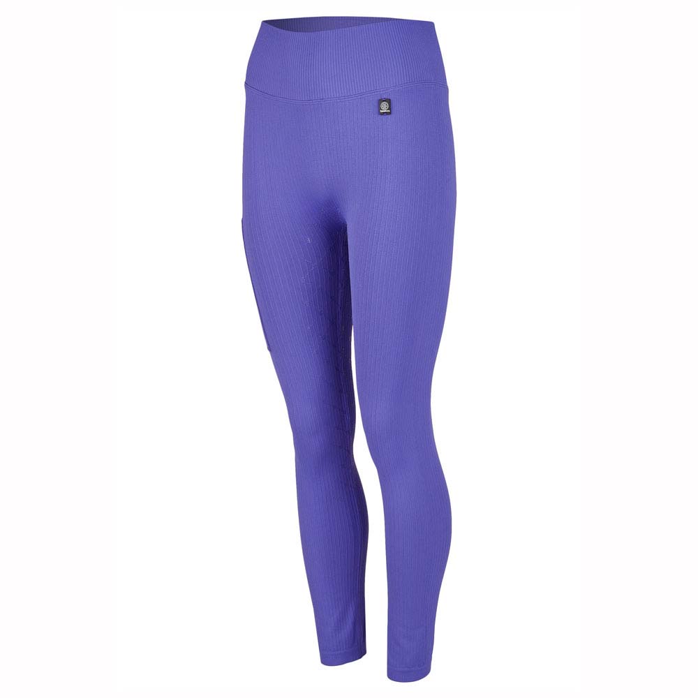 Leggings roxas femininas com textura canelada e cintura larga