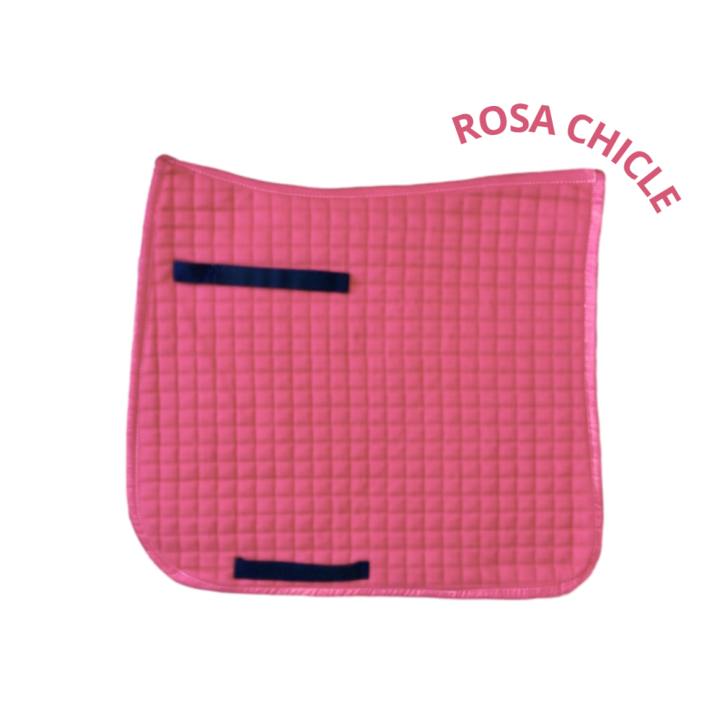 Tapete de sela rosa chicle acolchoado com tiras pretas