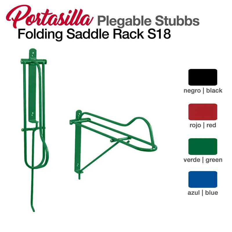 Suporte para sela dobrável em metal verde com cores disponíveis negro, rojo, verde e azul