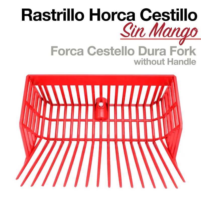 Forca vermelha de plástico rígido com lâminas paralelas e encaixe para cabo