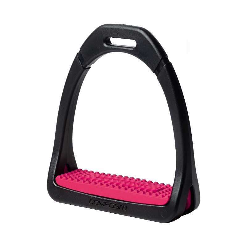 Estribo para sela preto com almofada rosa com textura