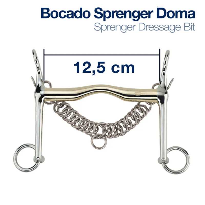 Bocado Sprenger Doma prateado para cavalo com corrente de 12,5 cm