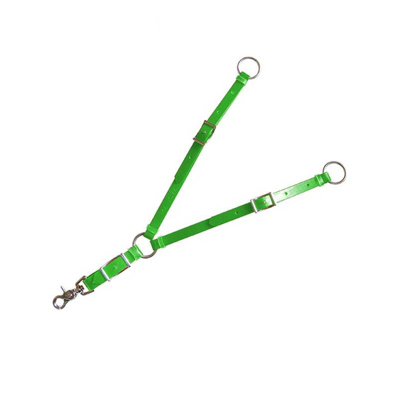 Correia verde ajustável com fivelas metálicas e fecho gancho