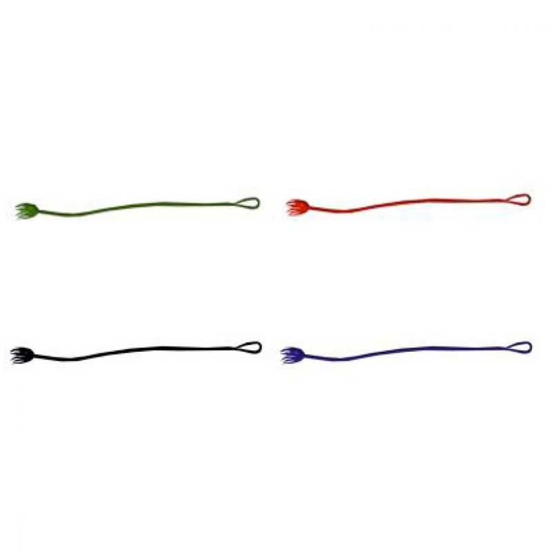 Quatro ganchos coloridos com alças e cerdas em fundo branco