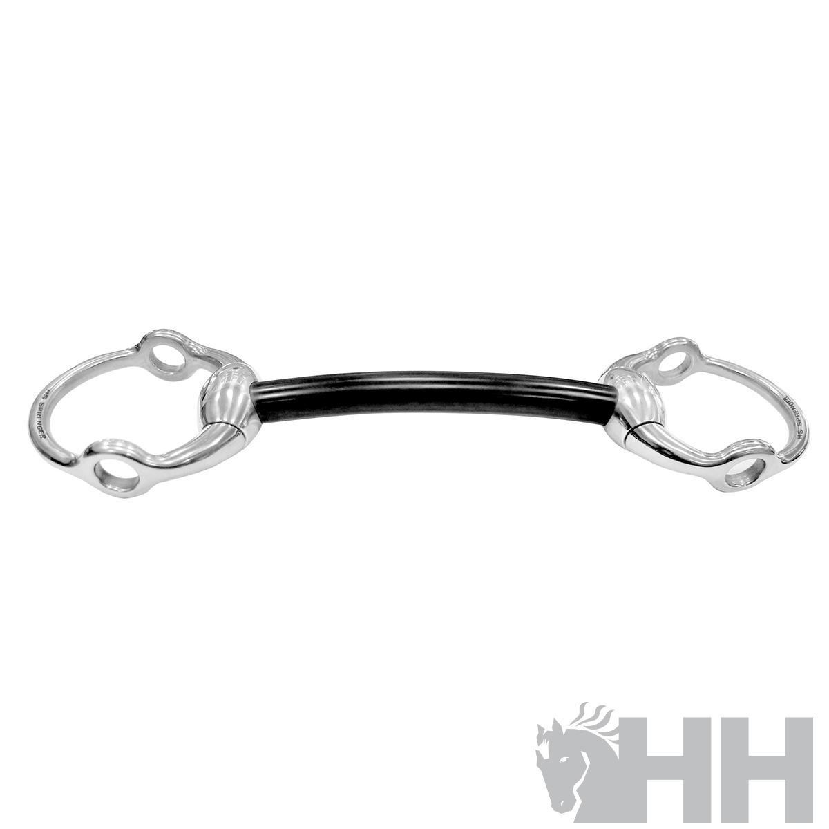 Freio metálico para cavalo com peça central preta