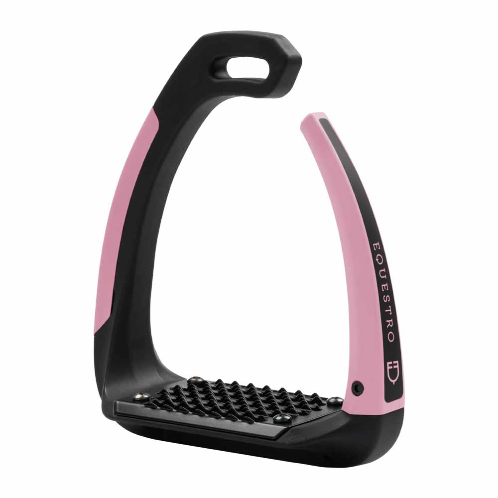 Estribo para equitação preto e rosa com marca EQUESTRO