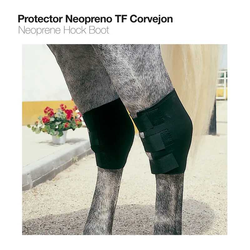 Protector de neoprano preto para corvéia de cavalo nas patas traseiras