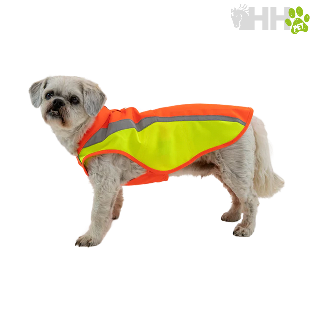Casaco fluorescente para cão com faixa refletora