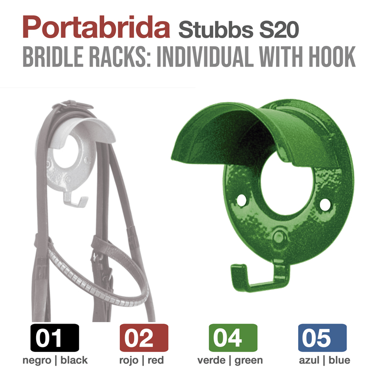 Portabrida Stubbs S20 suporte individual para rédeas com gancho em várias cores