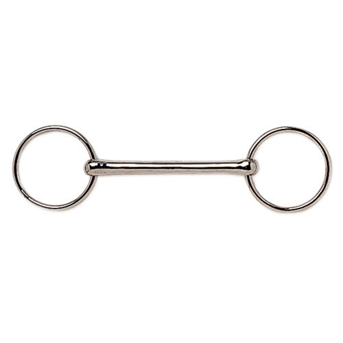 Freio de anel simples em metal prateado para cavalo