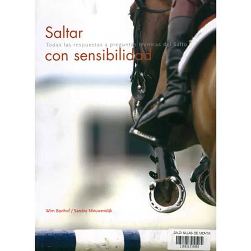 Capa do livro 'Saltar com sensibilidade' sobre equitação de salto com foto de cavaleiro e cavalo saltando