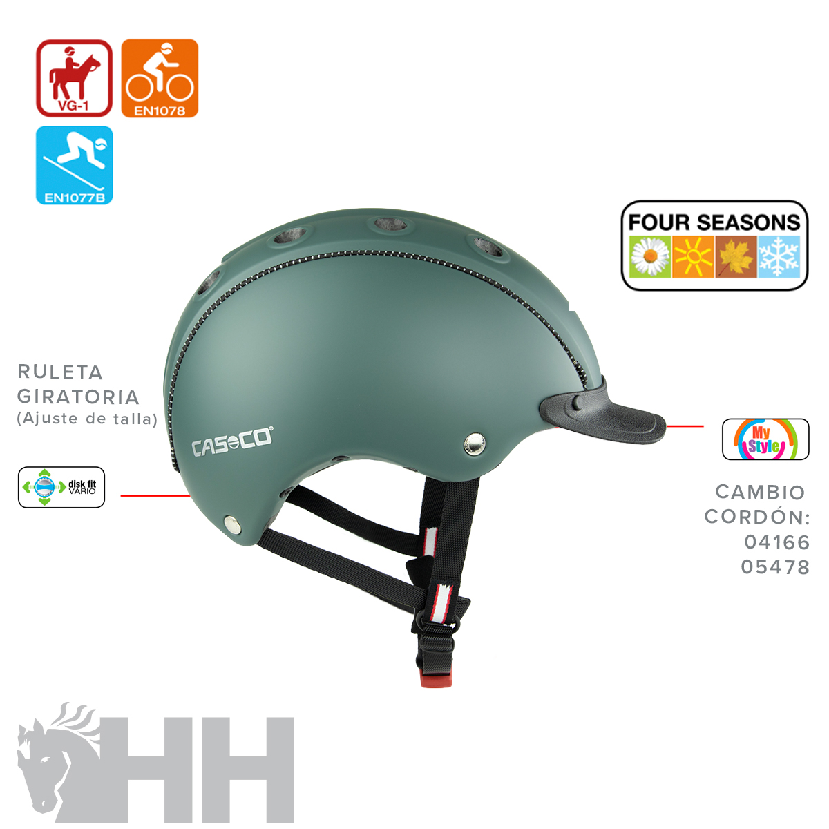 Capacete verde fosco com viseira preta e sistema de ajuste