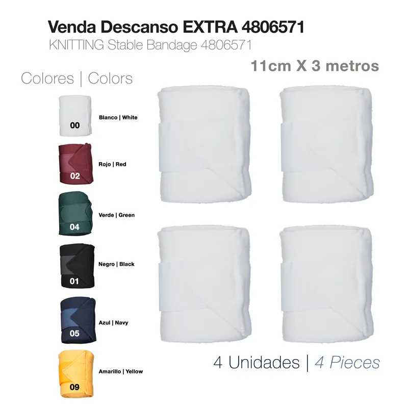Pacote de 4 vendas brancas Venda Descanso EXTRA 11cm x 3m