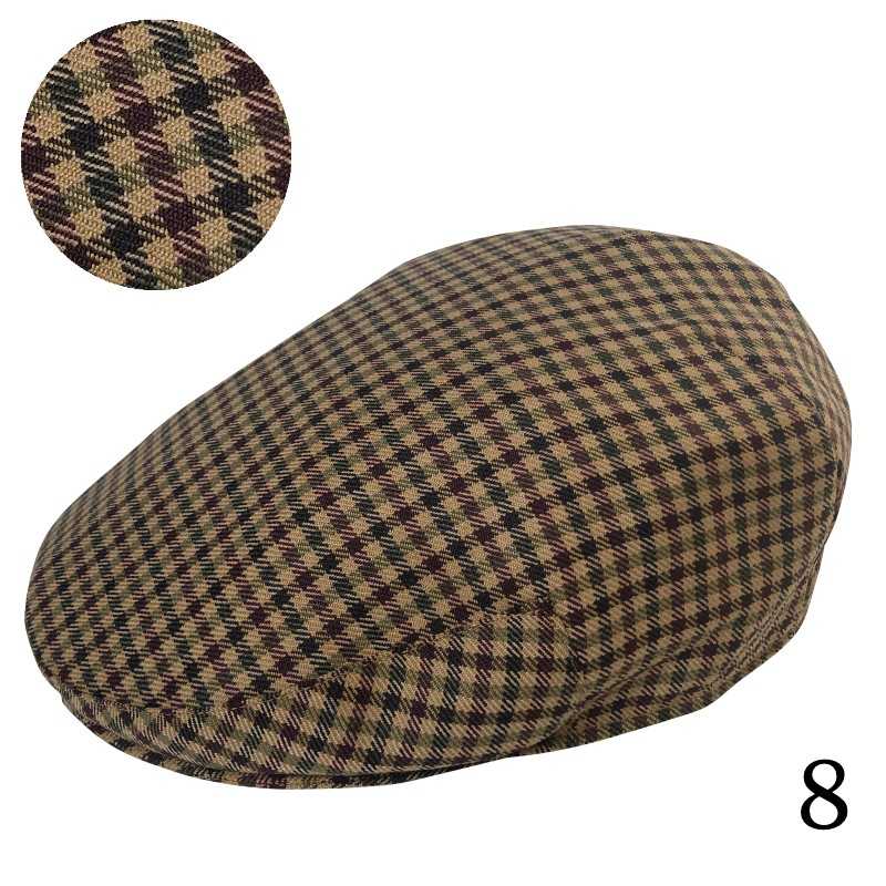 Boina xadrez castanha, preta e bege, padrão tecido