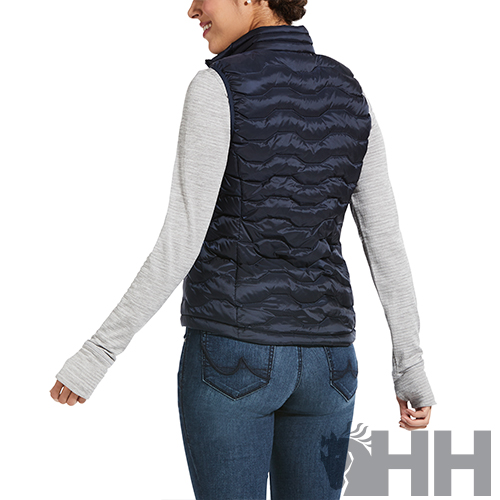 Colete acolchoado azul escuro visto de costas