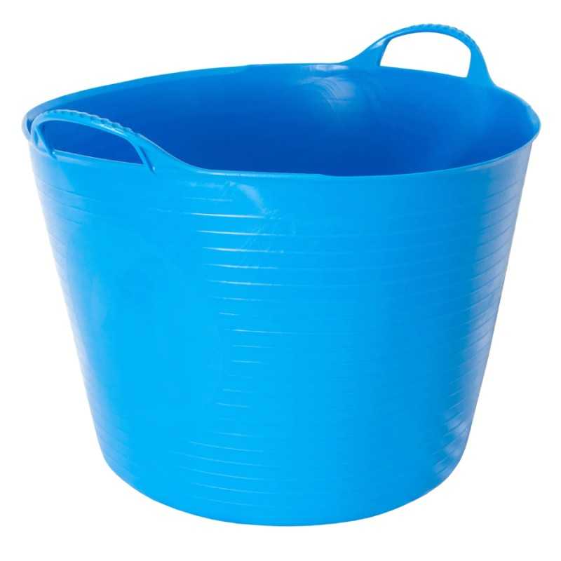 Balde de plástico azul com duas pegas