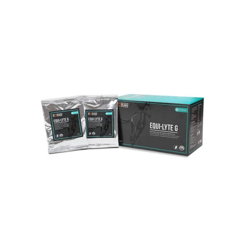 Embalagem e saquetas do suplemento Equi-Lyte G da marca e3 Nan