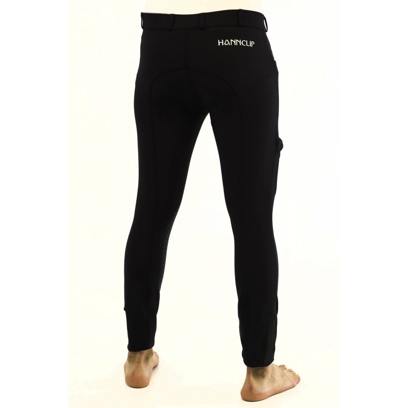 Calças justas pretas para atividade física com logo branco