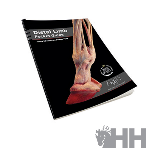 Capa de livro preto com título 'Distal Limb Pocket Guide' e imagem anatómica de membro distal
