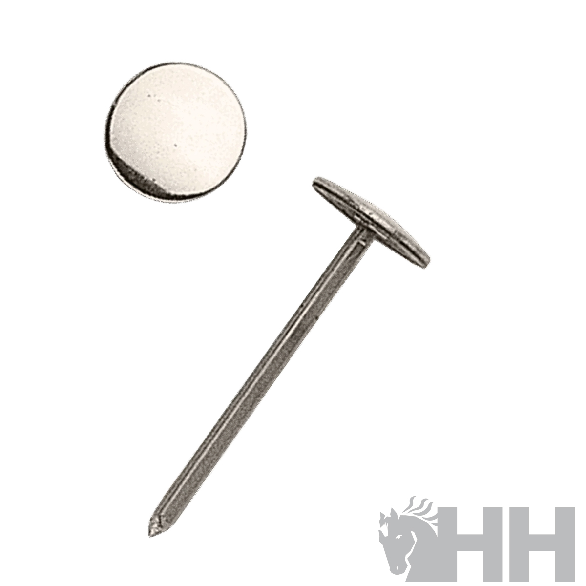 Prego metálico com cabeça redonda prateada