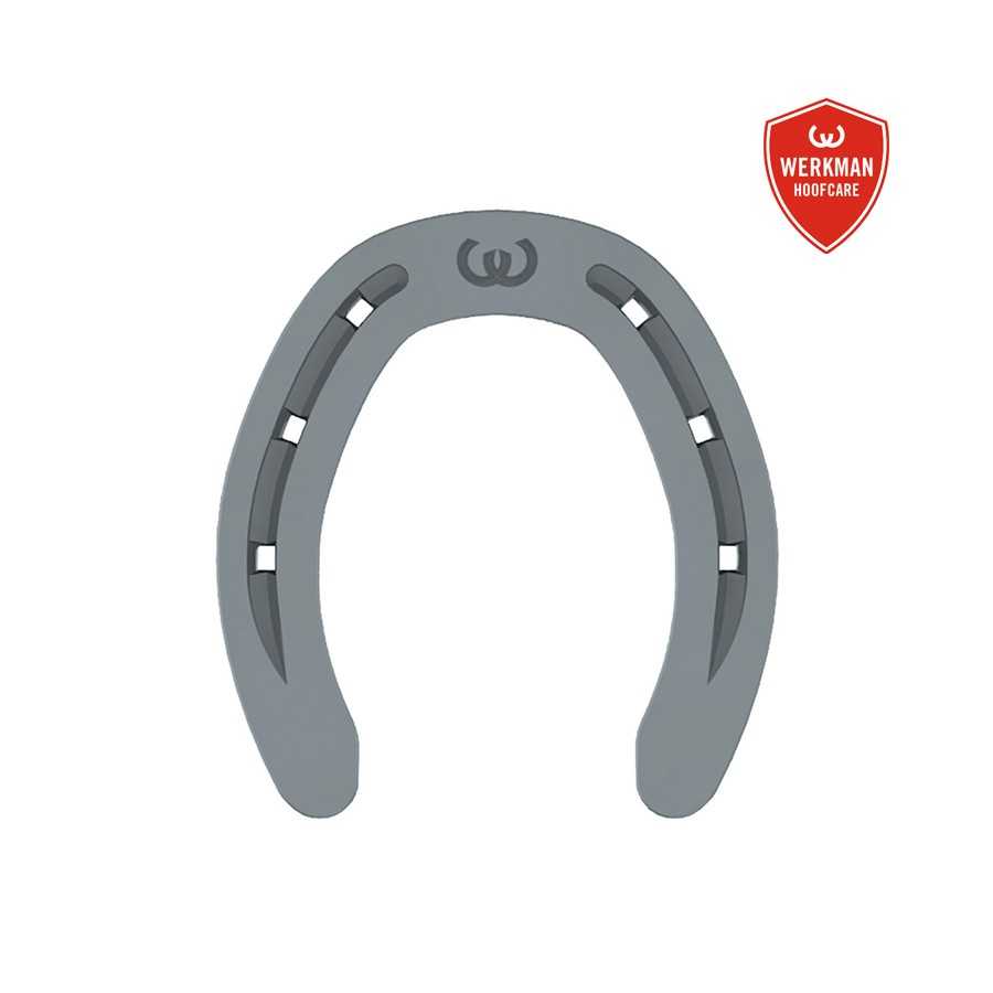 Ferradura cinzenta com logótipo Werkman Hoofcare