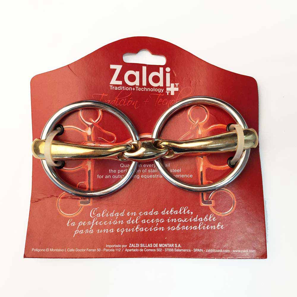 Freio de cavalo Zaldi em aço inoxidável em embalagem vermelha