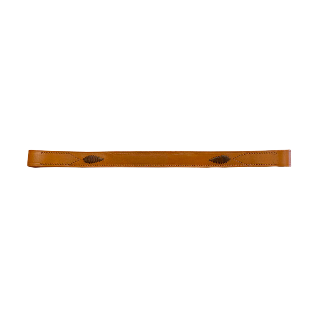 Cinta de couro castanho com detalhes bordados