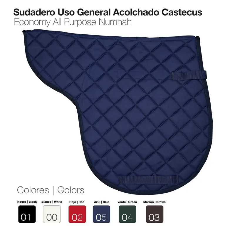 Protector acolchoado azul escuro para sela de cavalo com padrão quadriculado