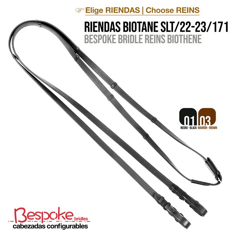 Rédeas de couro preto para cavalo com fivelas ajustáveis em fundo branco