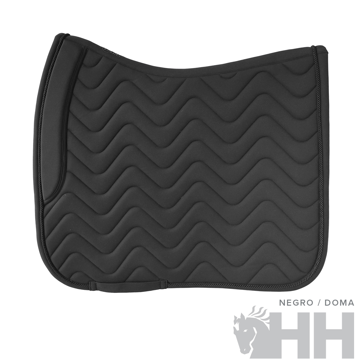 Tapete para sela equestre preto com padrão acolchoado em zig-zag