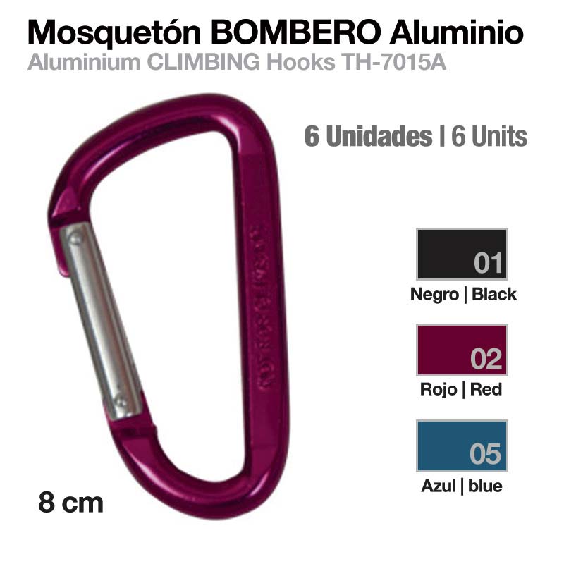 Mosquetão de alumínio vermelho para escalada com mola metálica