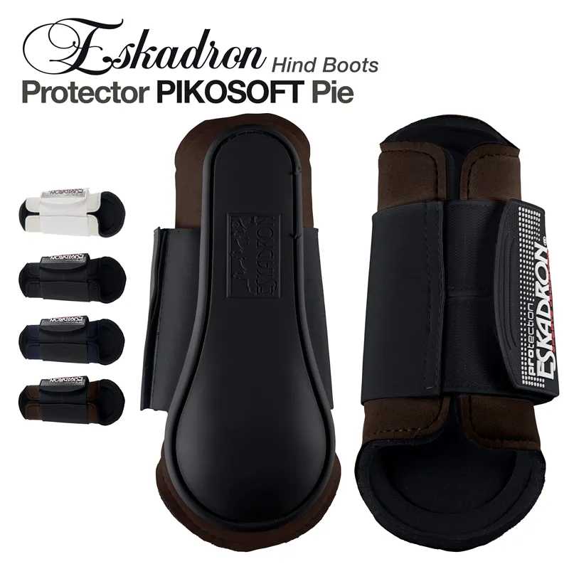 Botas de proteção traseiras para cavalo Eskadron Protector PIKOSOFT Pie preto e marrom