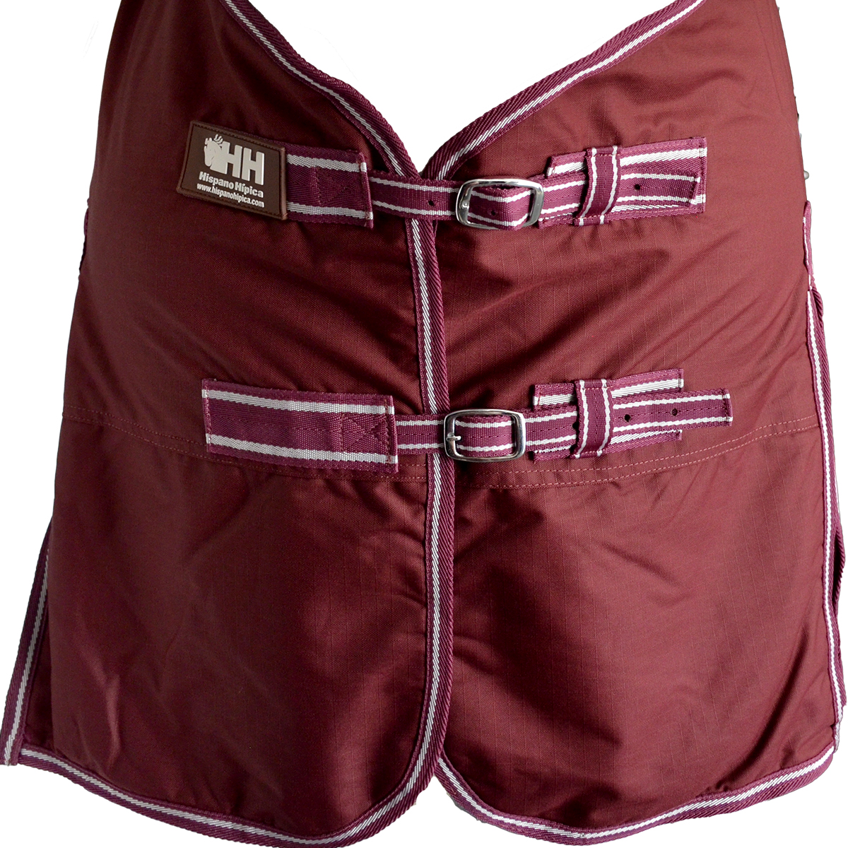 Manta bordô para cavalo com duas fivelas e etiqueta Helly Hansen