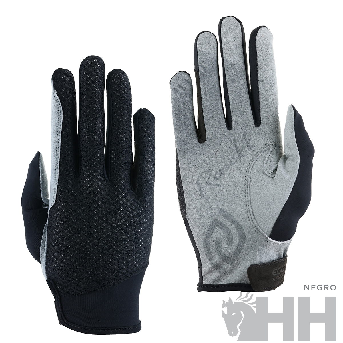 Par de luvas HH Reach cinza e pretas com padrão gráfico e textura antiderrapante