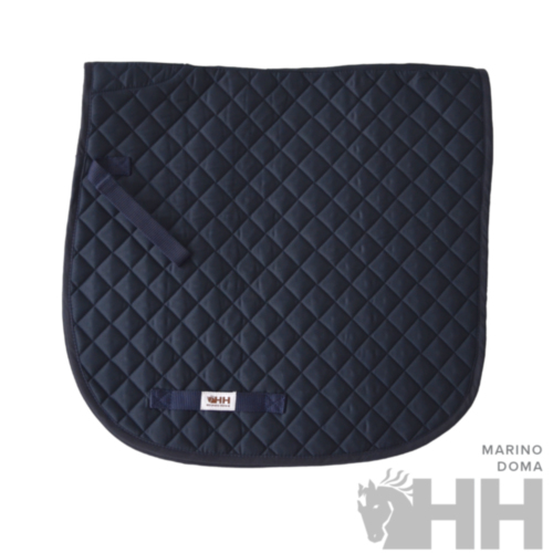 Tapete de sela acolchoado azul marinho com alças e etiqueta HH