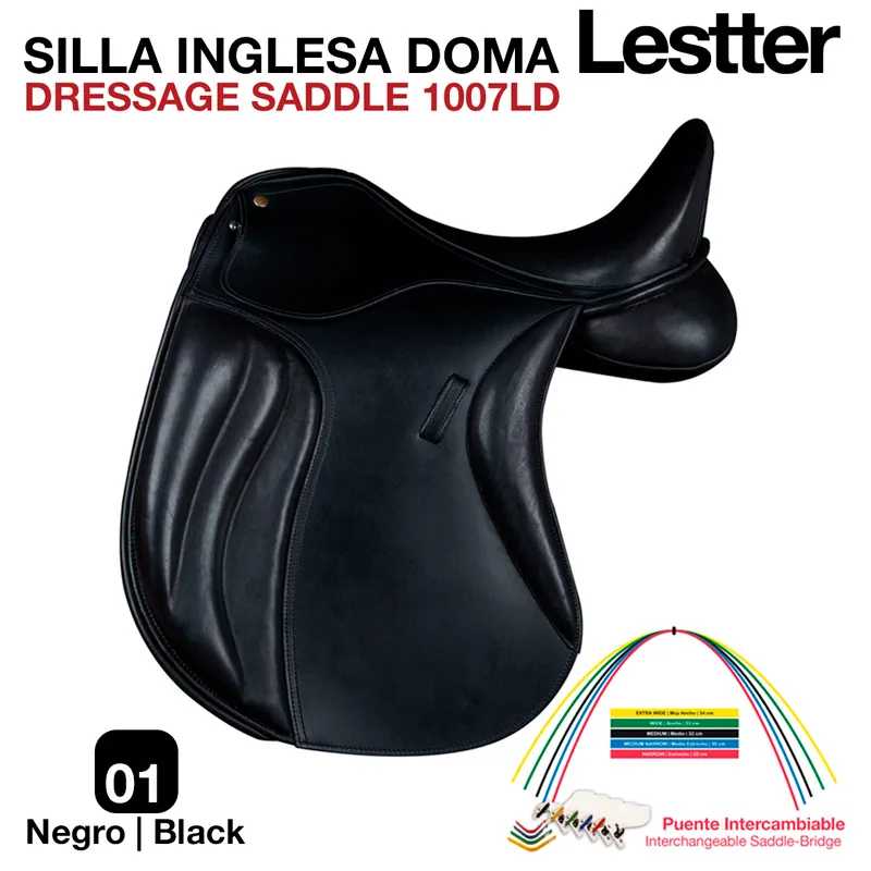 Sela inglesa de doma preta Lestter modelo 1007LD em fundo branco